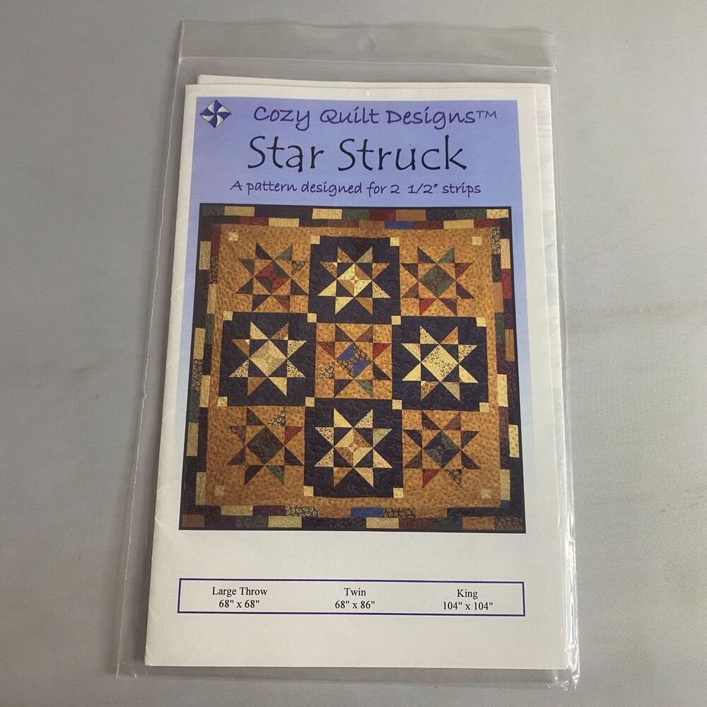 #8081 Cozy Quilt Designs "Star Struck" QUILT Sewing Pattern Size L Throw